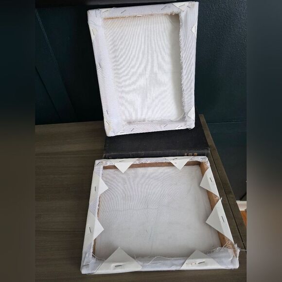 Abstract Symbolic Tribal Textured Hand Painted Wall Art Set Of 2 Signed 8x10 - Picture 4 of 8